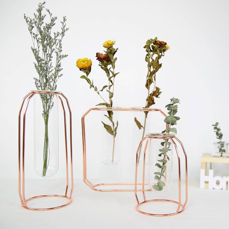 Clear Glass Vases Nordic Iron Art Vase Flowerpot