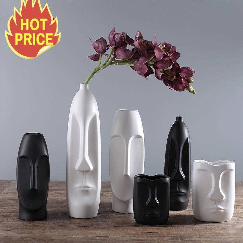 Ceramic White Vase Creative Head Shape Vases