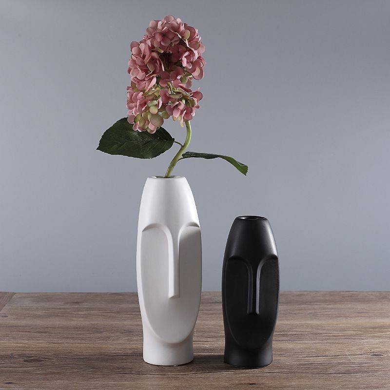 Ceramic White Vase Creative Head Shape Vases