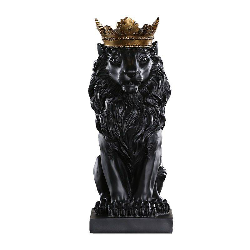 Lion Statue For Sale – Resin, Black/Gold/White – Sculpture Of Animal, Statue Of Animal, Home Decoration Accessories