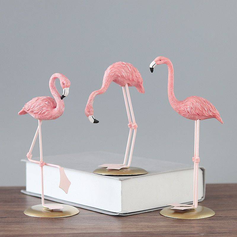 3 Style Pink Resin Flamingo Statue – Small Animal Statue