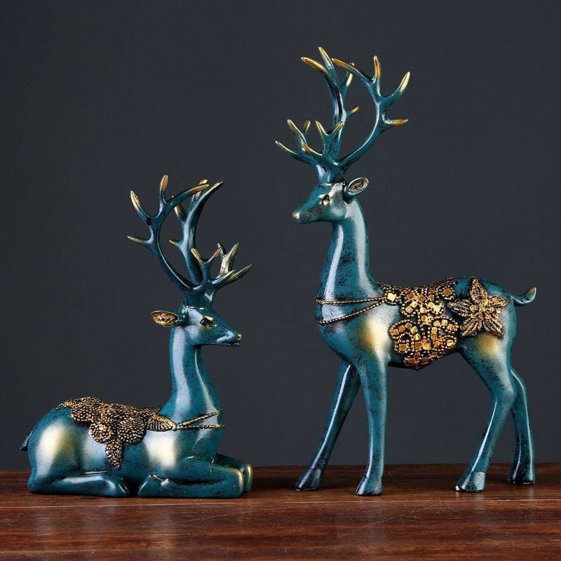 2 Pcs Small Resin Deer Statue For Home Decor – Modern Home Decoration Accessories