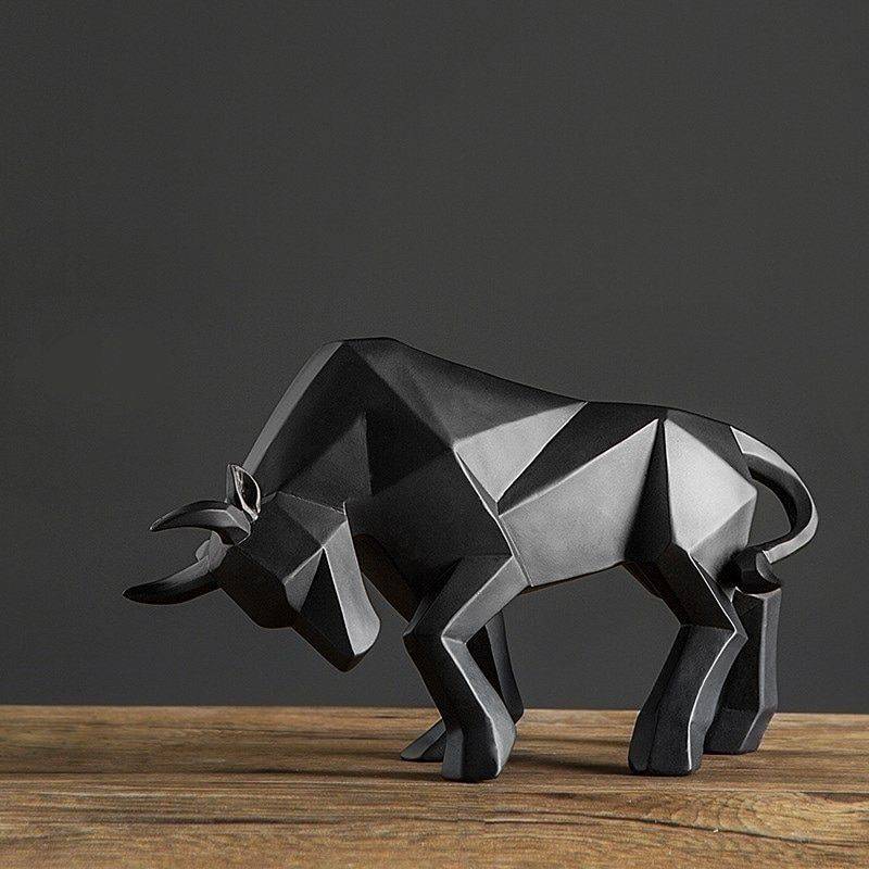 Abstract Black/Golden Resin Bull Origami Statue For Home Decor – Office Decoration Items