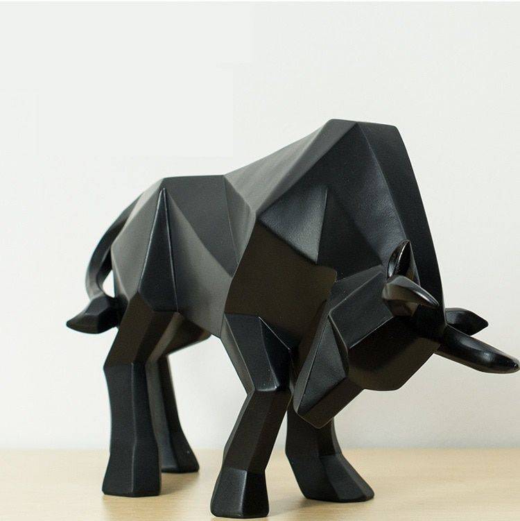 Abstract Black/Golden Resin Bull Origami Statue For Home Decor – Office Decoration Items
