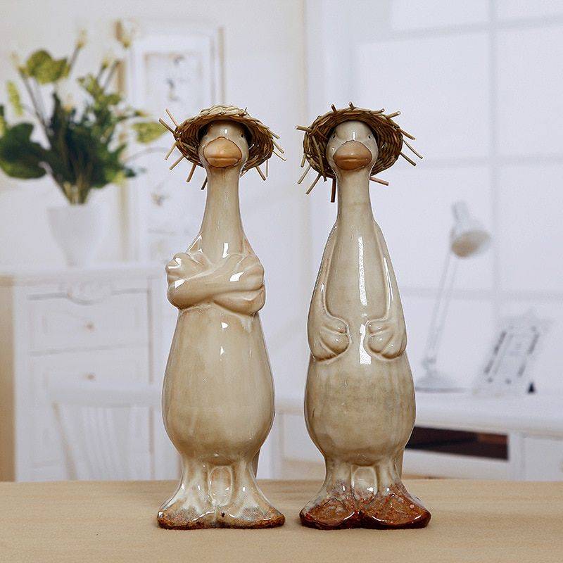 Brown Ceramic Farmer Duck Statue For Table Decor – Decorating A Kitchen
