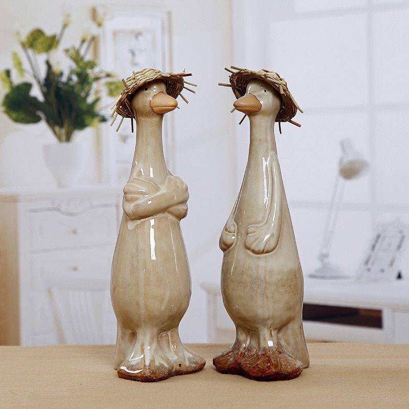 Brown Ceramic Farmer Duck Statue For Table Decor – Decorating A Kitchen