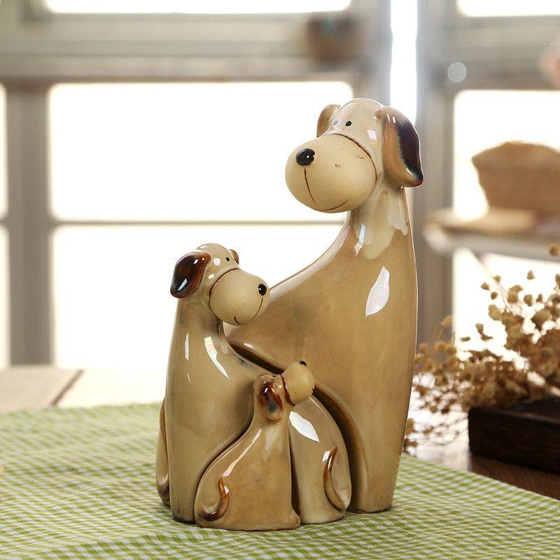 Brown Ceramic Dog Statue For Table Decor – Art Statues For Home