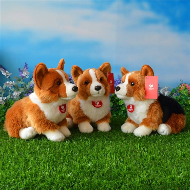 Free Shipping 25CM Welsh Corgi Pembroke Plush Toys Simulation Corgis Stuffed Toy Puppy Dog Plush Dolls Gifts For Kids