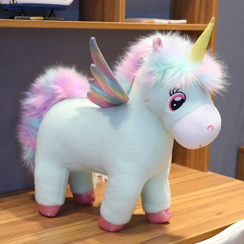 Fantastic Rainbow Unicorns Plush toy Giant Unicorn Toy Stuffed Animals Doll Fluffy Hair Horse Toys for Children Girls Xmas Gift