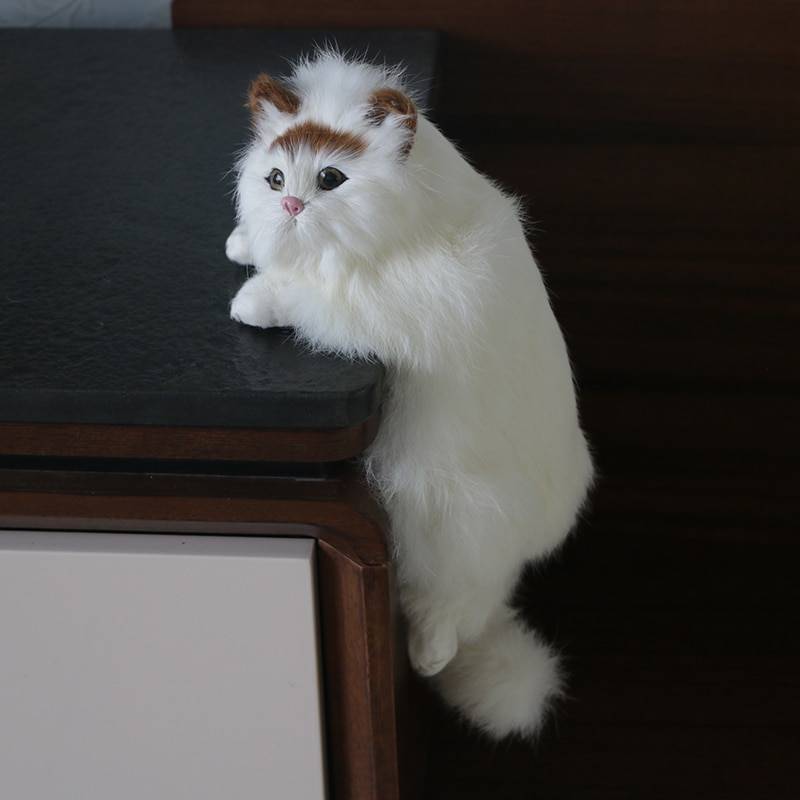 Simulation cat animal model decoration home TV decoration hanging cat crafts plush toy doll gift good blessing