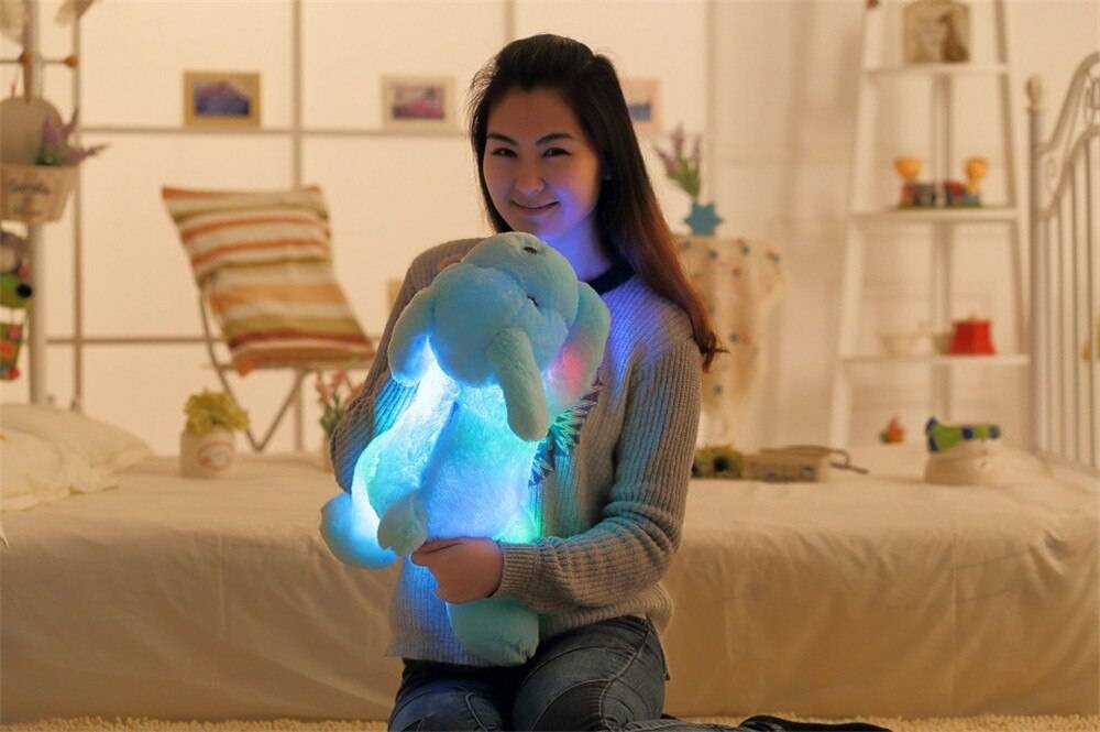 Colorful Luminous Teddy Dog LED Light Plush Pillow Cushion Kids Toys Stuffed Animal Doll Birthday Gift for Child