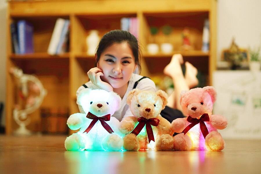 Creative Light Up LED Teddy Bear Stuffed Animals Plush Toy Colorful Glowing Christmas Gift for Kids