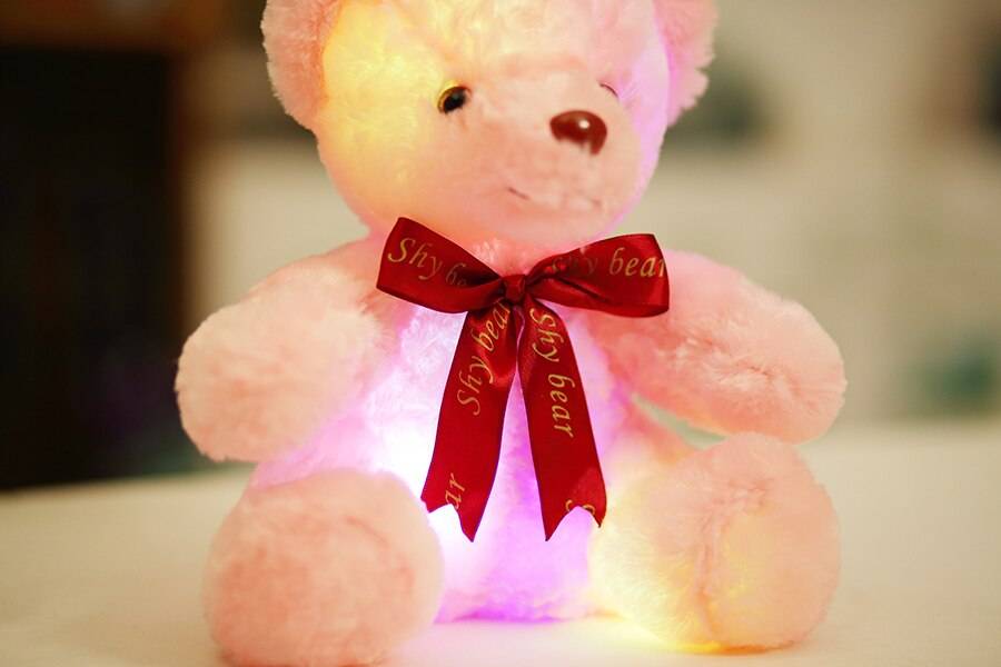 Creative Light Up LED Teddy Bear Stuffed Animals Plush Toy Colorful Glowing Christmas Gift for Kids