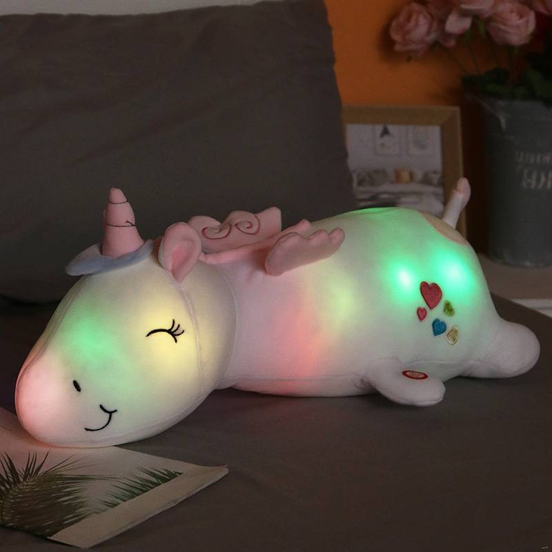 Cute LED Unicorn Doll Super Soft Plush Toy Bed Long Pillow Baby Sleeping Doll Large Girl Doll High Quality Gift For Kids