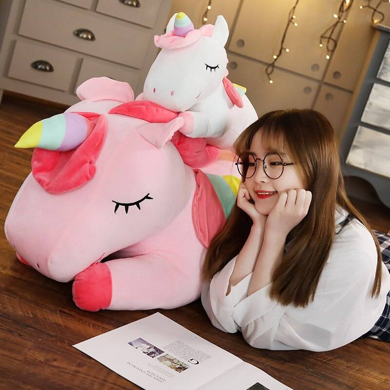 Giant Unicorn Plush Toys Soft Cute Stuffed Animal Sleeping Pillow Horse Doll Valentines Day Gifts For Kids Girls