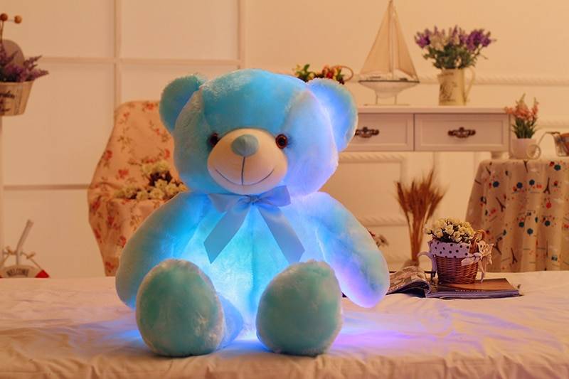 LED Teddy Bear Stuffed Animals Plush Toy Colorful Glowing Christmas Gift for Kids Pillow