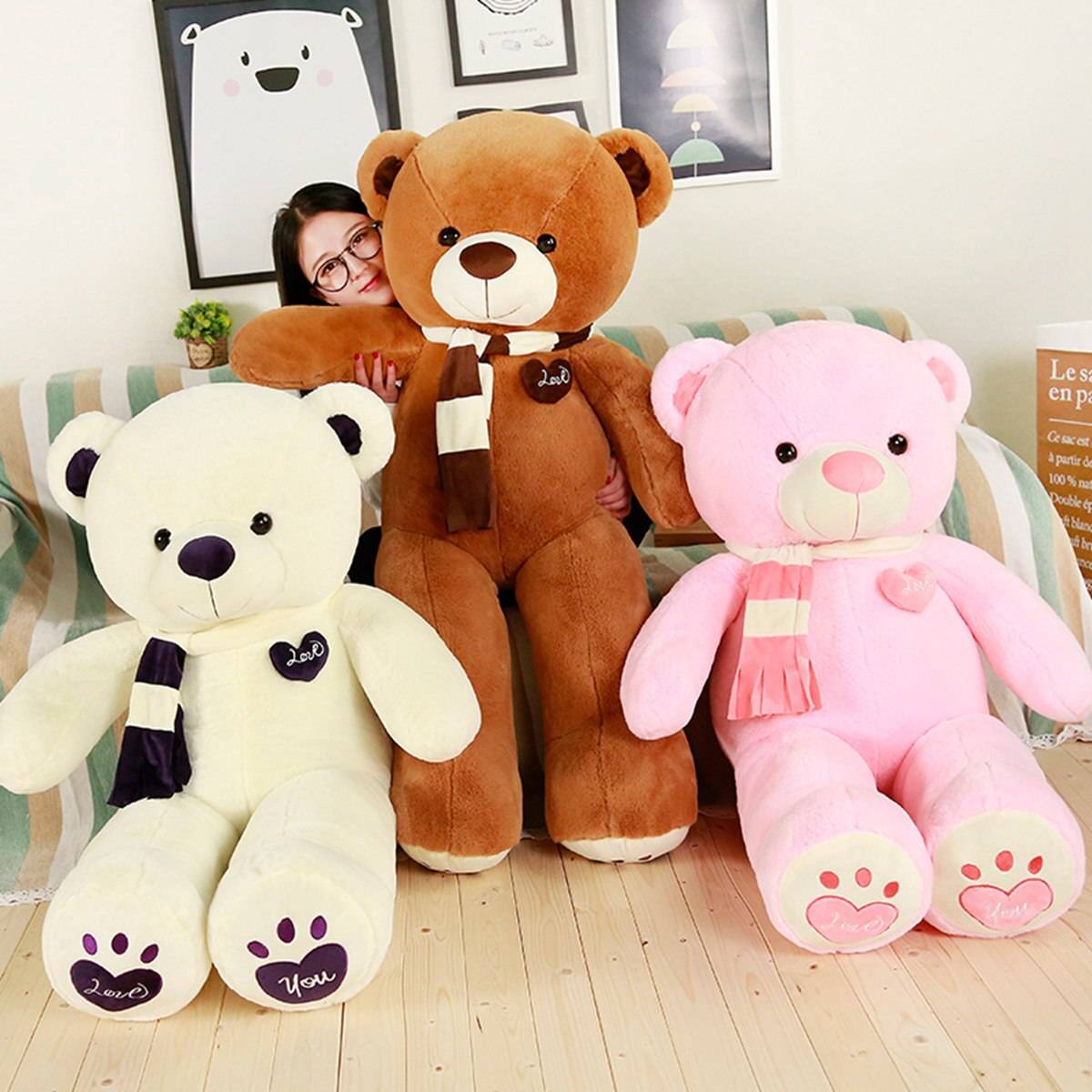Teddy Bear Plush Toys Stuffed Animals Soft Big Heart Bear Yesbear Pillow Birhday Valentines Day Gifts For Girls Kid