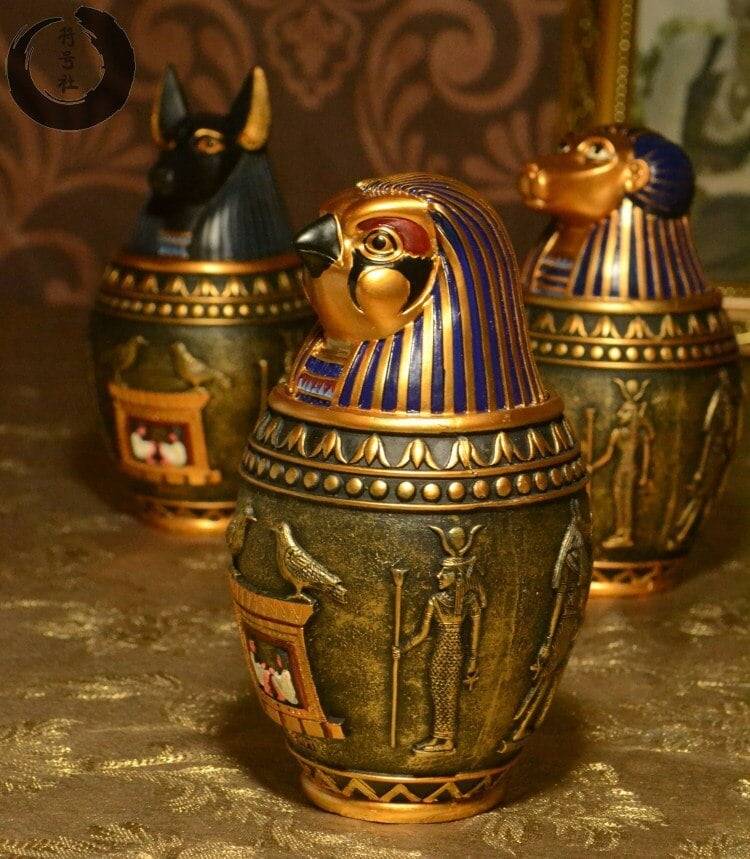 Ancient Room Decor Egypt Cat God Canopic Jar Storage Figurines Pharaoh Saint