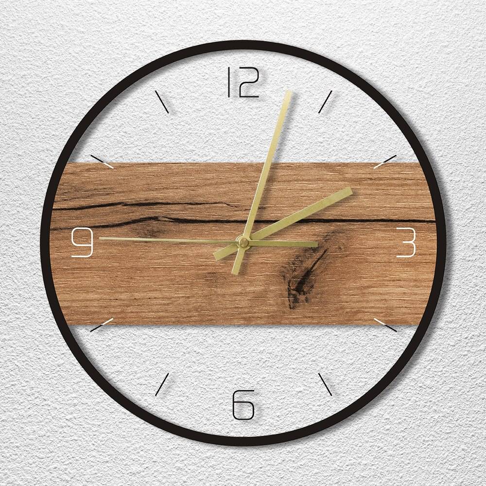 Old Wood Pattern Texture Acrylic Wall Clock Rustic Wood Cabin Country Wall Home Decor Silent Movement Printed Clock Wall Watch