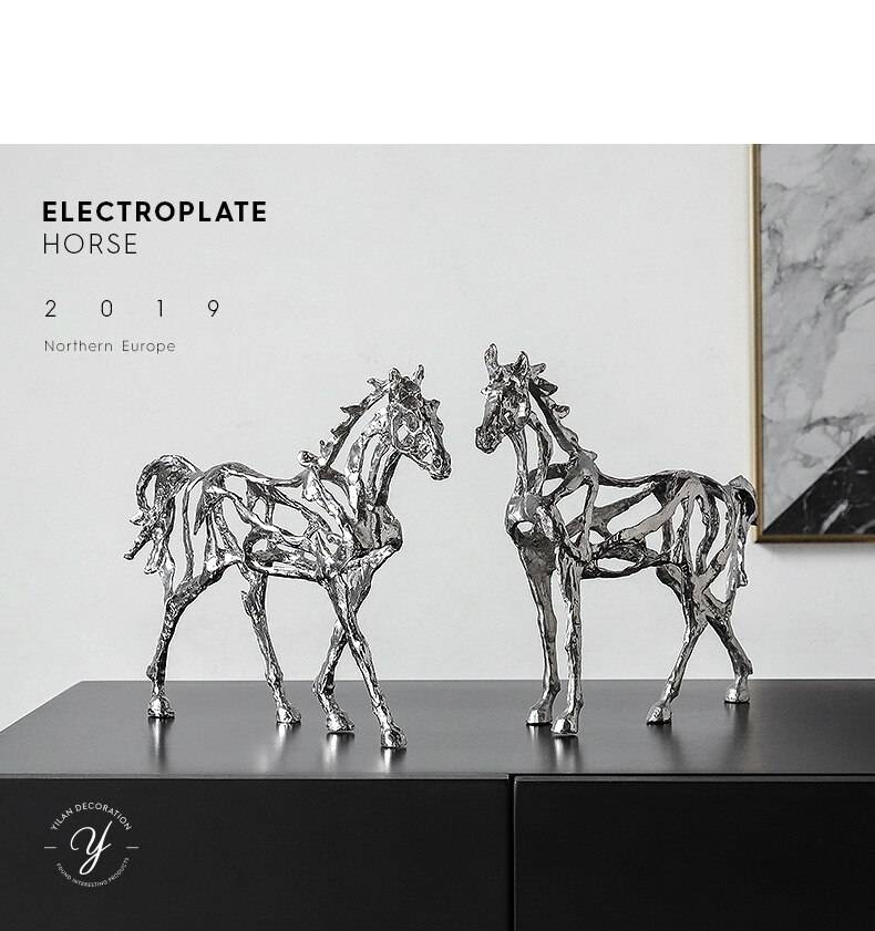 Plating Surface Horse Statue Home Sculpture Home Decoration Crafts Desktop Small Ornaments Room Decor
