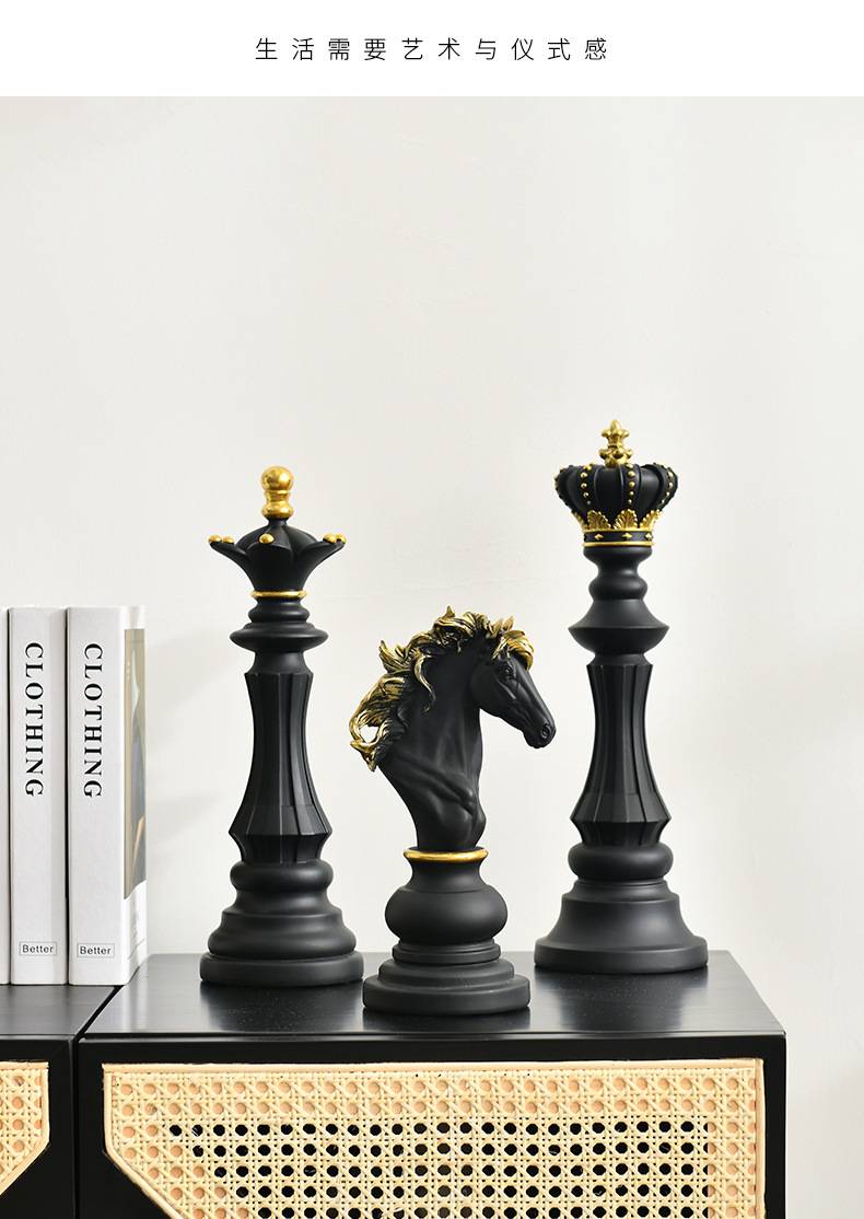 Resin Chess Statue Home Decor Retro Animal Figurines Room Decor for Interior Home Decoration Accessories Chessmen Sculpture