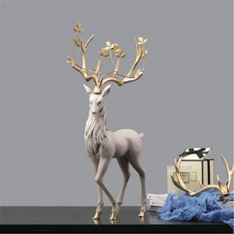 Resin Deer Animal Statue Living Room Figurine Crafts Desktop Decoration Wedding Sculpture