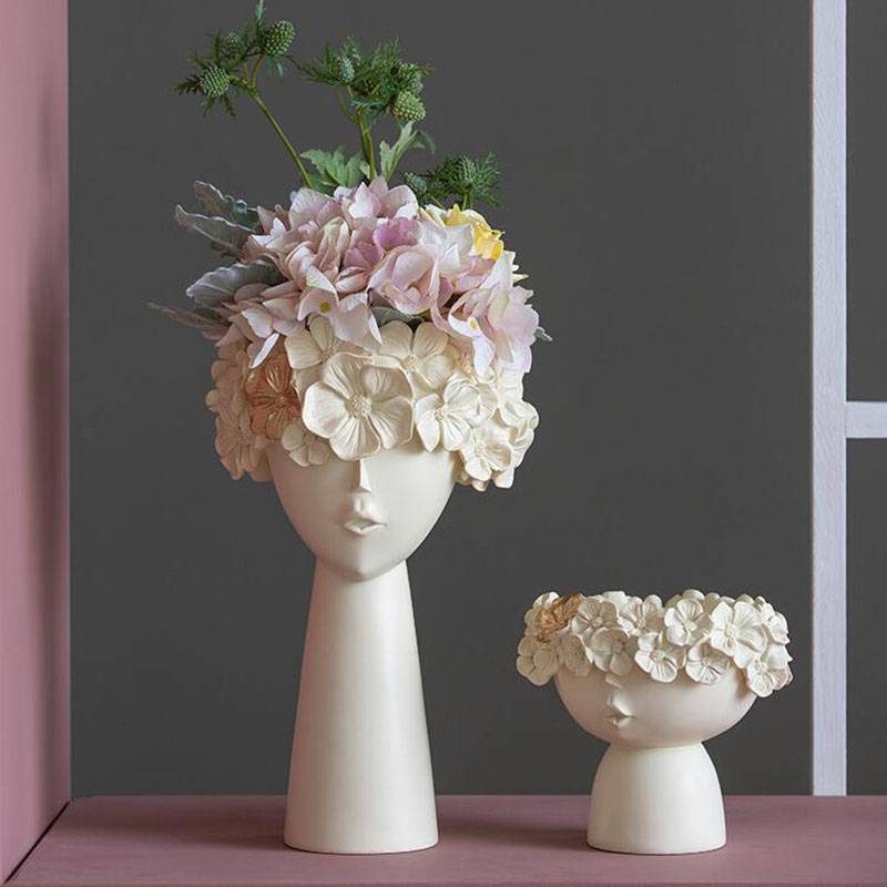 Resin Vase Home Decor Planter Pot Head Sculpture Storage Box Pen Holder Creative Home Decoration Accessories Art Ornaments