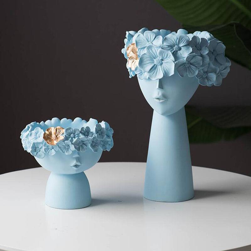 Resin Vase Home Decor Planter Pot Head Sculpture Storage Box Pen Holder Creative Home Decoration Accessories Art Ornaments