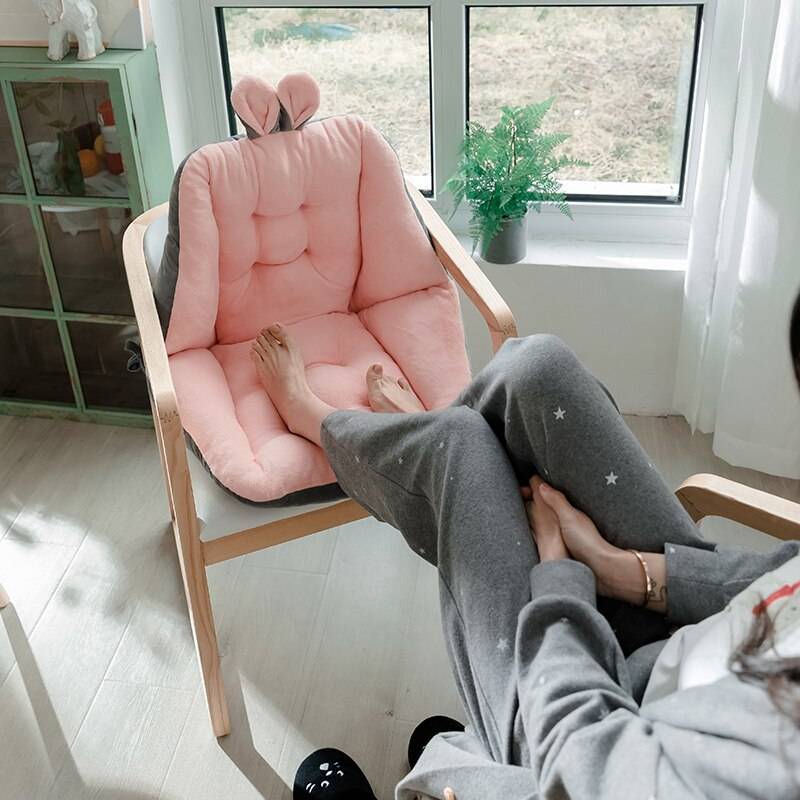 Plush Office Chair Cushion One Seat Cushion Back Cushion Non-slip Waist Pillow Cushion Decor For Chair
