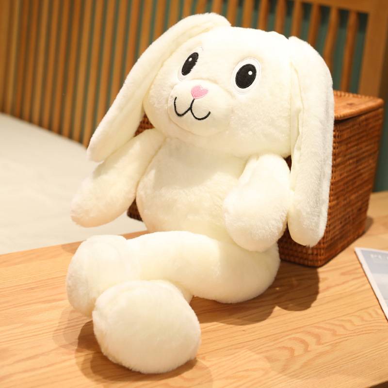 Adjustable Length Long Ear Rabbit Pink Rabbit Stuffed Soft Short Hair Plush