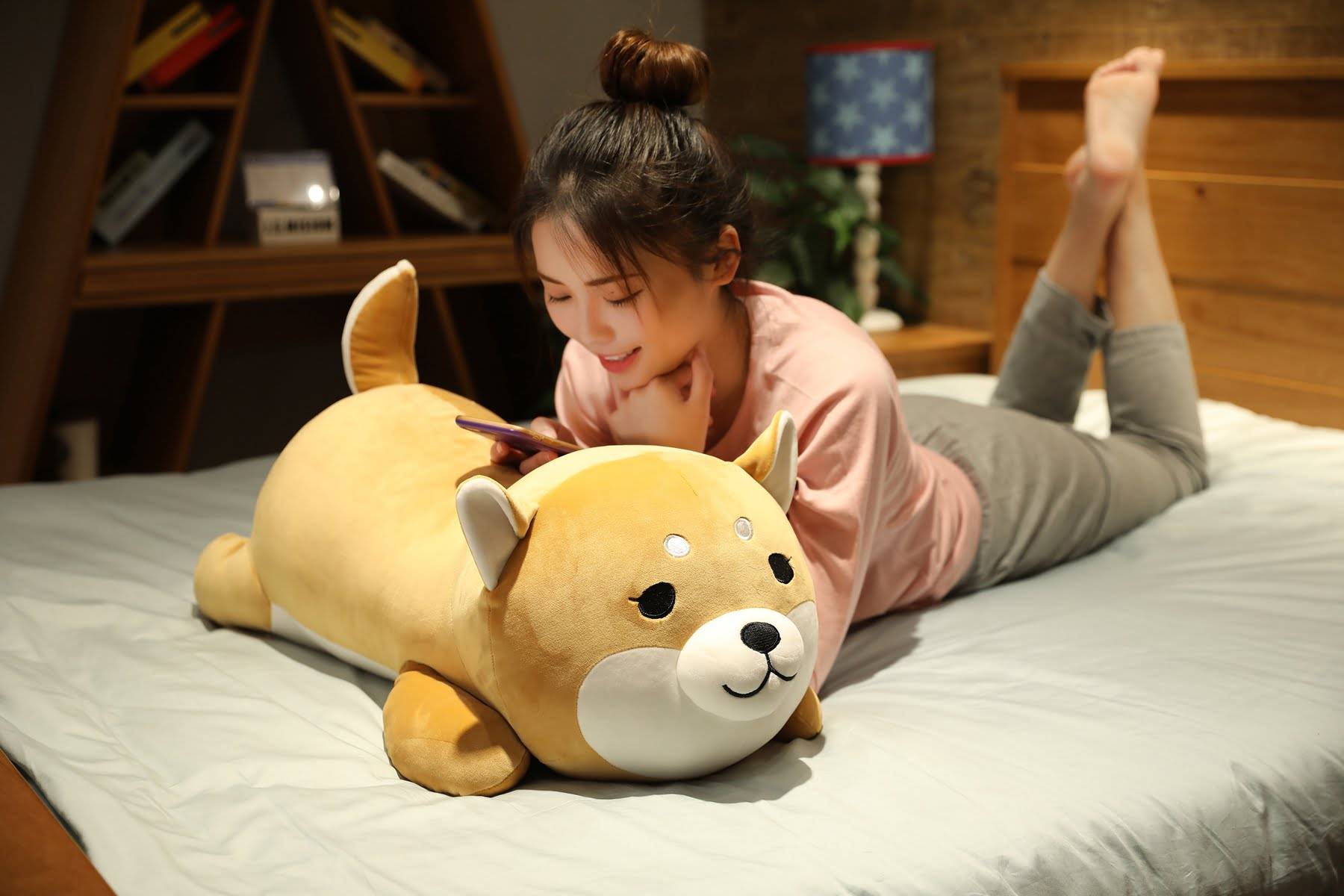 Corgi Shiba Inu Dog Plush Toys Lying Husky Pillow Stuffed Soft Animal Dolls Children Baby Gift