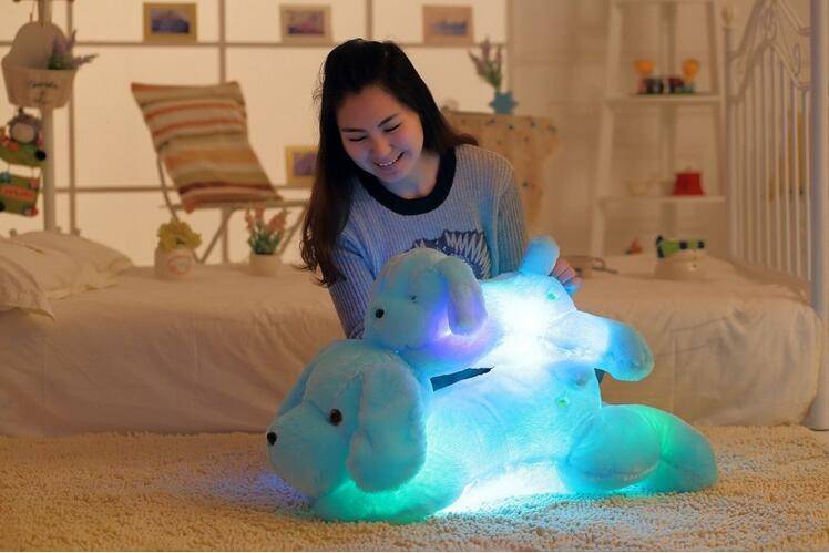 Colorful Glowing Dogs Luminous Plush Children Toys For Girl Baby Kids Toy Dogs Christmas Gift Doll