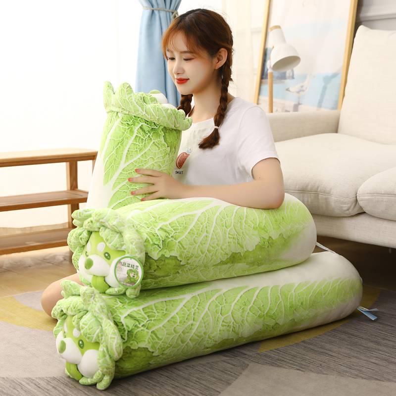 Creative Green White Cabbage Dog Plush Toy Soft Cartoon Vegetable Plants Stuffed Doll Pillow Gifts