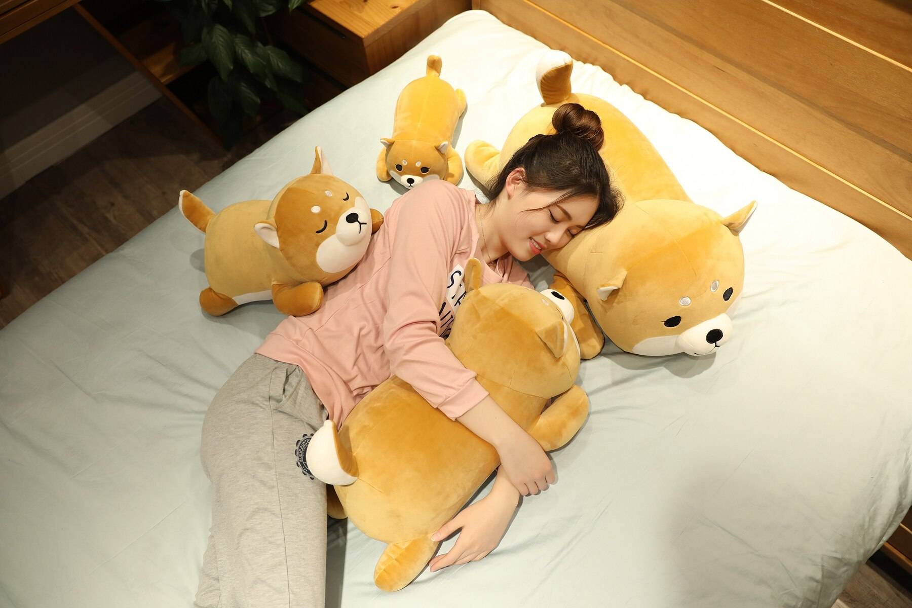 Cute Corgi Shiba Inu Dog Plush Toys Lying Husky Pillow Stuffed Soft Animal Dolls Children Baby Gift
