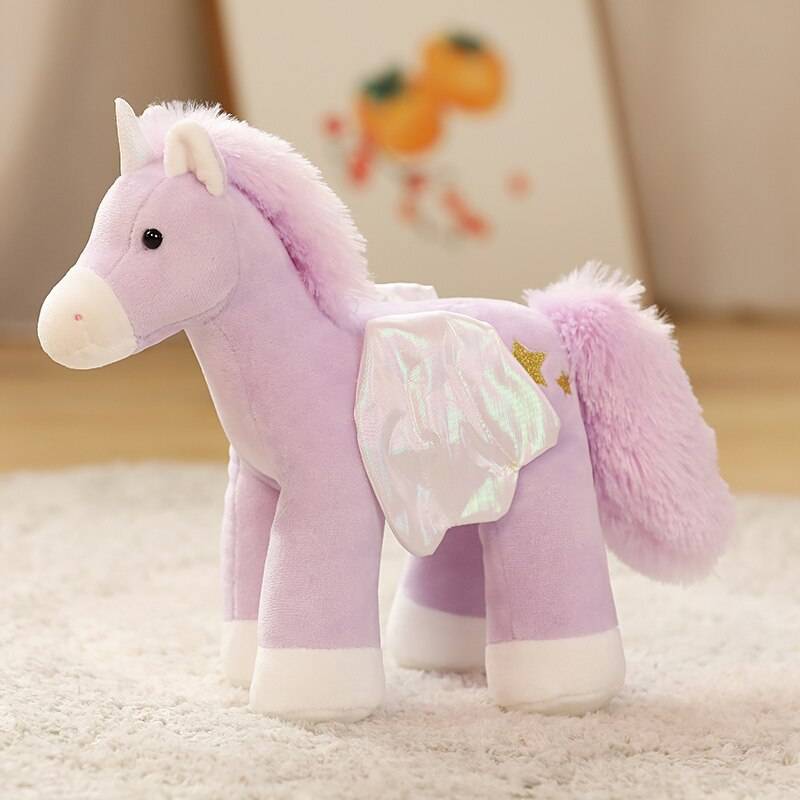 Colorful Unicorn with Wings Plush Dolls Stuffed Soft Cartoon Unicorn Horse Toy Fantastic Birthday Gift