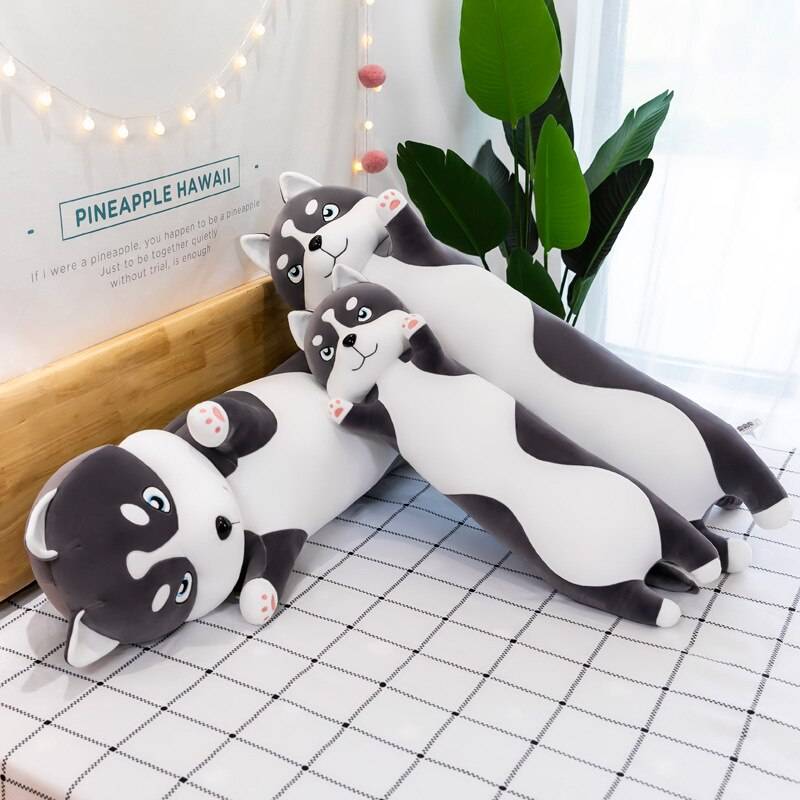 Animal Dog Long Pillow Stuffed Husky Plush Toys Soft Sleeping Cushion Doll Children Cartoon Gifts