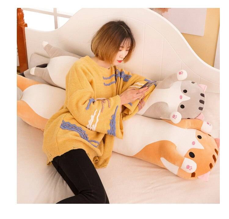 Big Animal Cat Plush Toys Cute Creative Long Soft Toys Office Lunch Break Nap Sleeping Pillow Cushion Stuffed