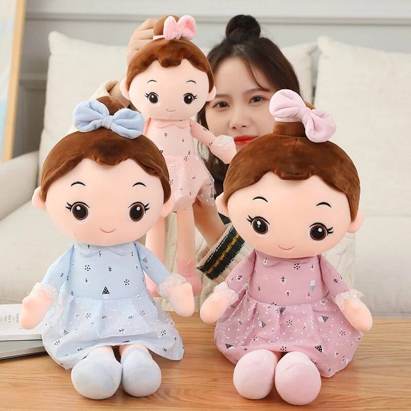 Plush Girls Doll with Clothes Kid Girls Baby Appease Toys Stuffed Soft Cartoon Plush Toys