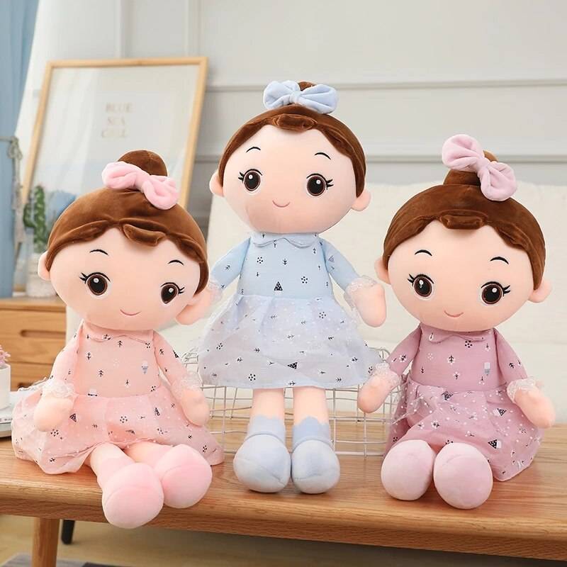 Plush Girls Doll with Clothes Kid Girls Baby Appease Toys Stuffed Soft Cartoon Plush Toys