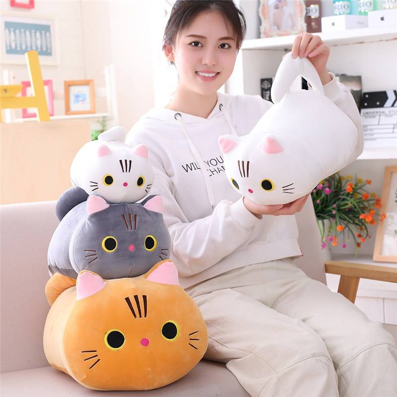 Soft Cat Plush Pillow Sofa Cushion Plush Toy Stuffed Cartoon Animal Doll Girls Lovely Gift