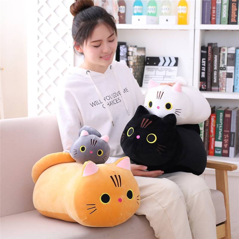 Soft Cat Plush Pillow Sofa Cushion Plush Toy Stuffed Cartoon Animal Doll Girls Lovely Gift